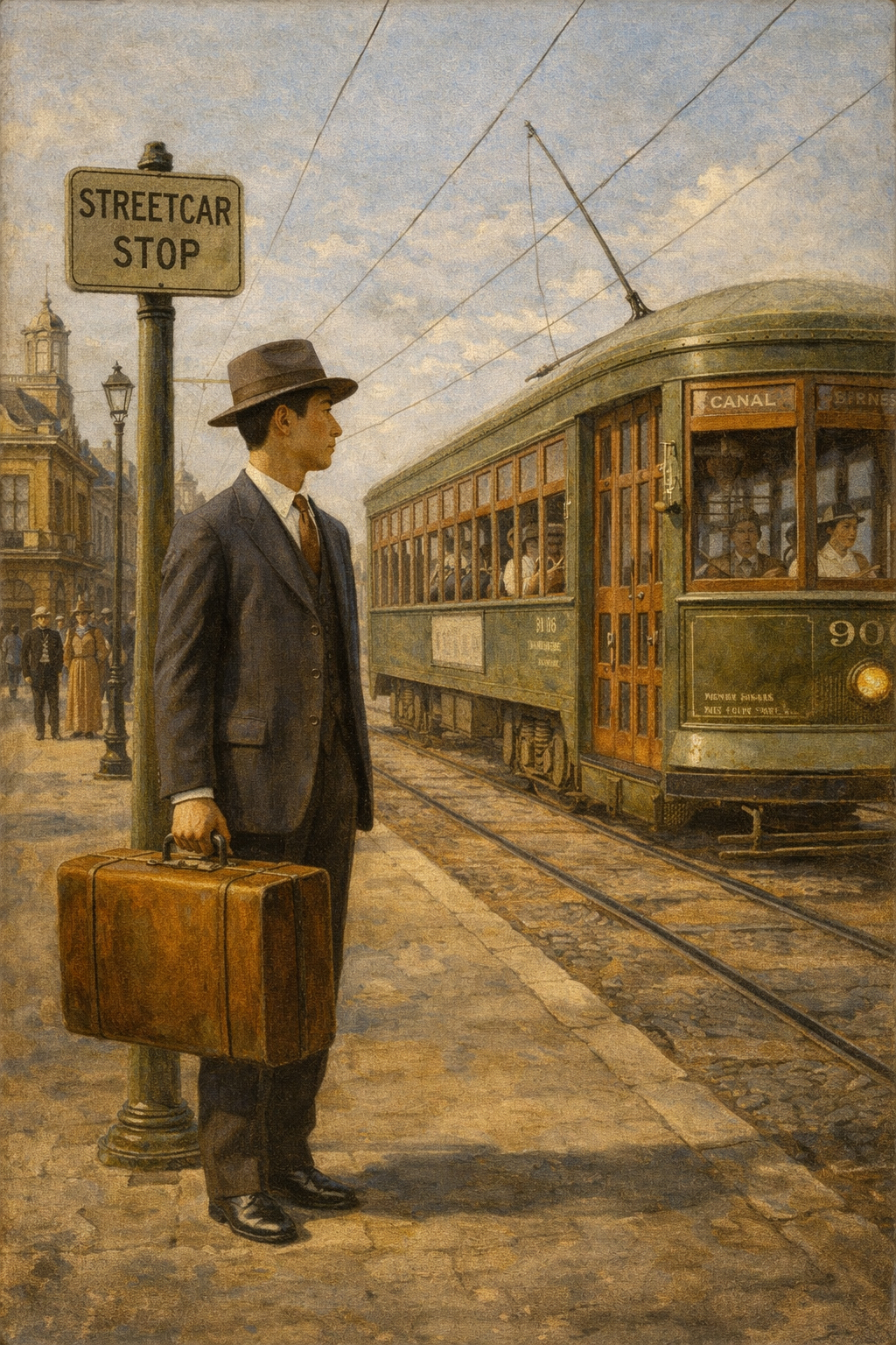 ニューオーリンズの停留所に立つHiro